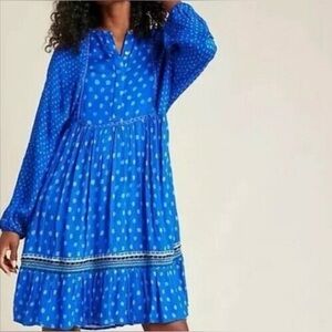Anthropologie Blink London Blue & Green Polka Dot Tunic Dress Size XS NWT